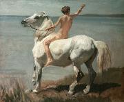 Rudolf Koller Chico con caballo Germany oil painting artist